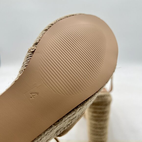 miss left Apricot Platform Round Toe Cross Strappy Espadrille Wedge Heel Sandal - Picture 6 of 8